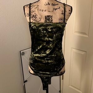 F21 forever 21 crushed velvet camo print strap cami tank top bodysuit large L
